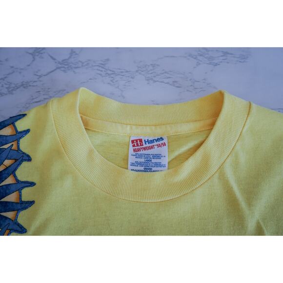 Vtg 90s Hanes Glitter Iron On Aztec Sun Graphic Tee L Single Stitch Southwest - Picture 10 of 16
